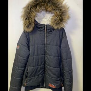 Superdry Polar Sport Jacket with fur hood size XL.